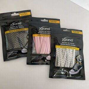 Lot‎ Of 3 Xpand Laces No Tie Elastic Shoelaces Pink White Black Reflective OS